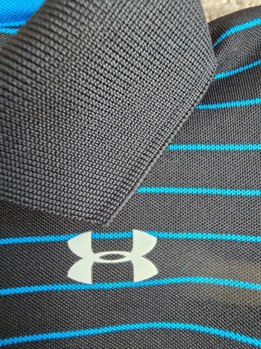 Under Armour Baby Boys Polo Bodysuit Striped HeatGear 9-12 Months Black Blue